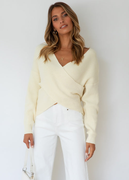 Etana Cross Over Sweater - Cream