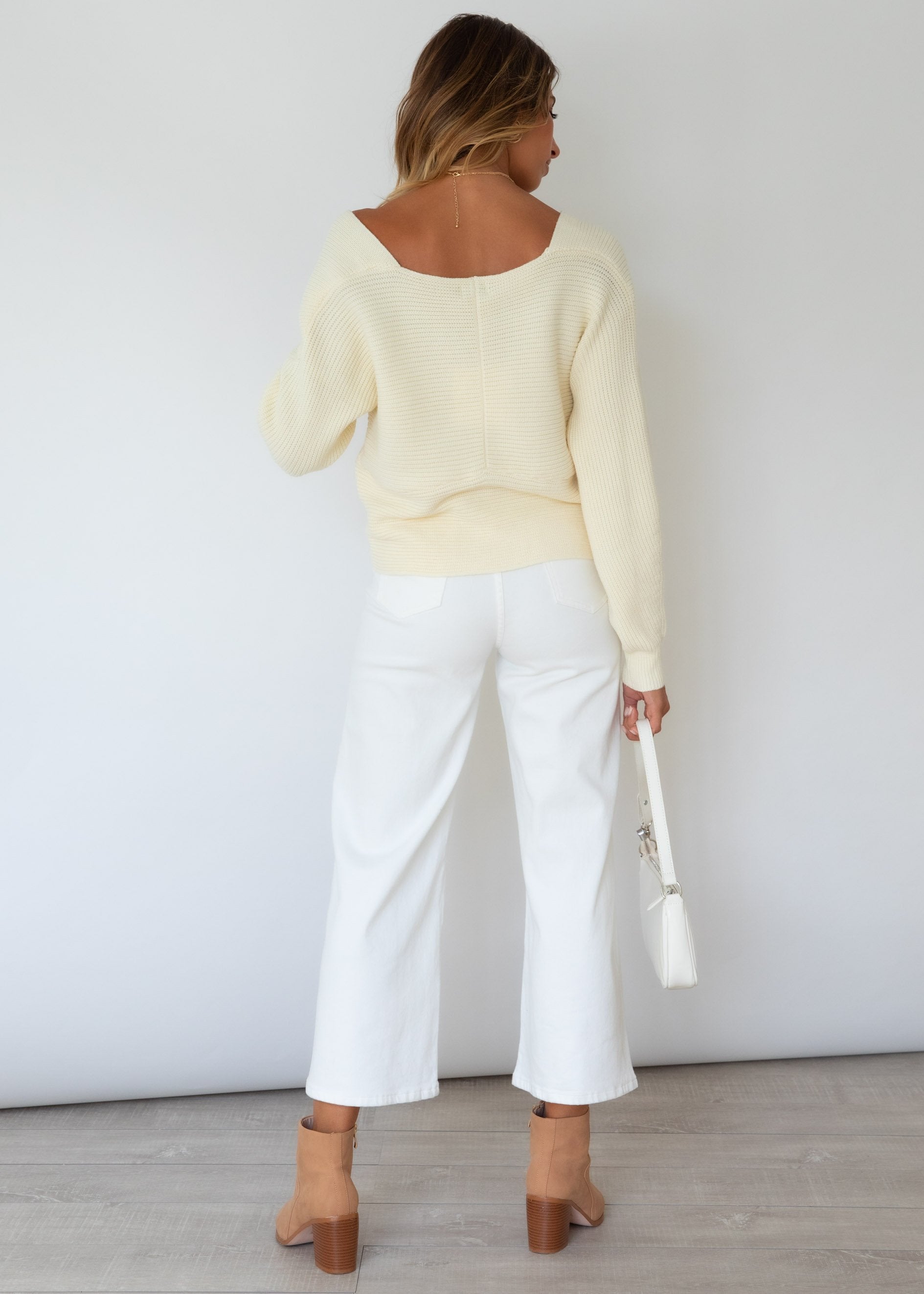 Etana Cross Over Sweater - Cream