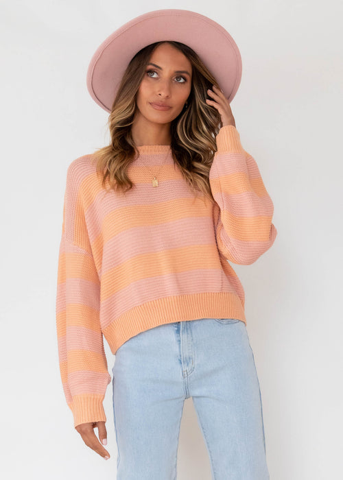 True Story Sweater - Peach Stripe