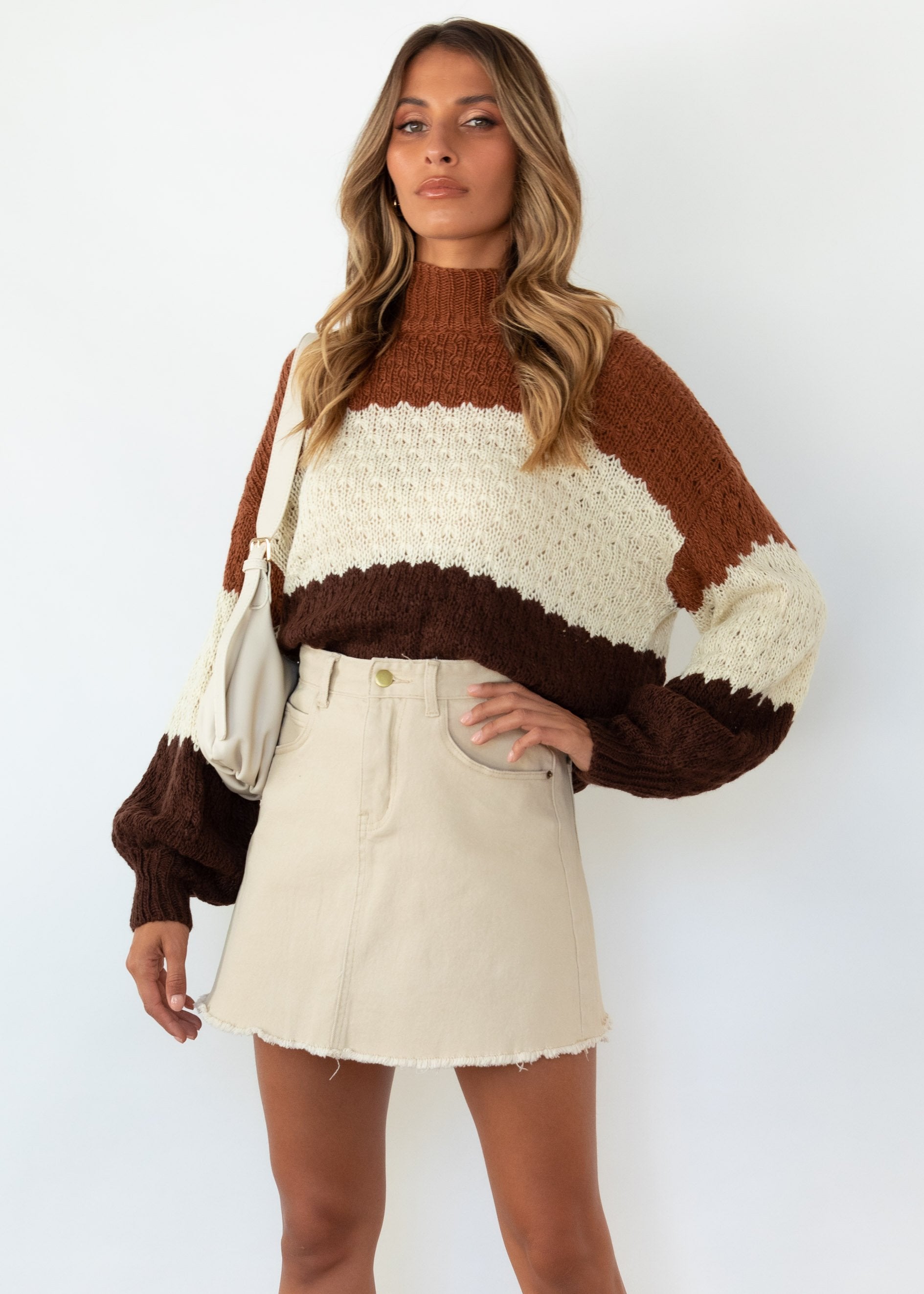 Snowfall Sweater - Chocolate Stripe