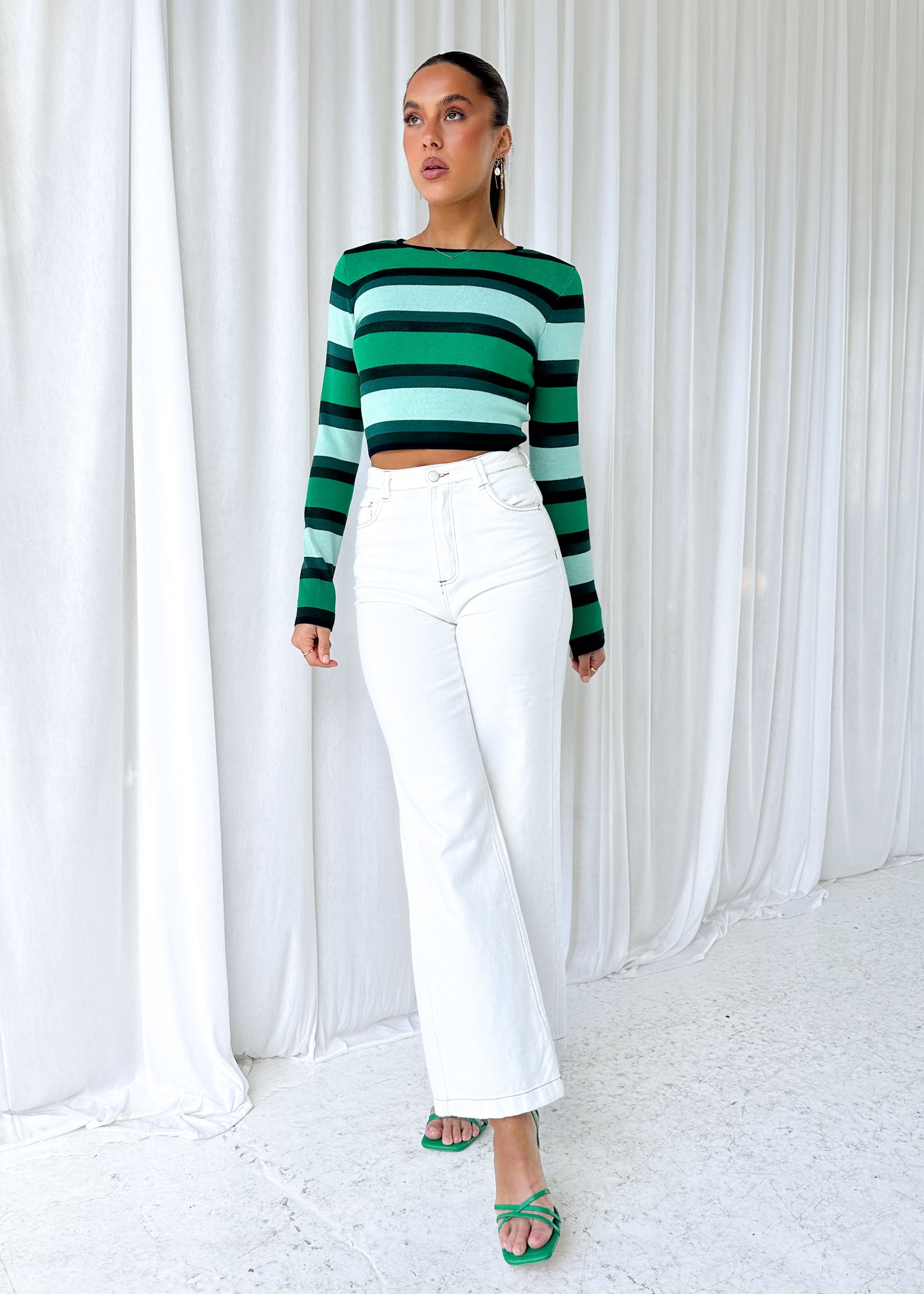 Burton Knit Crop - Green Stripe