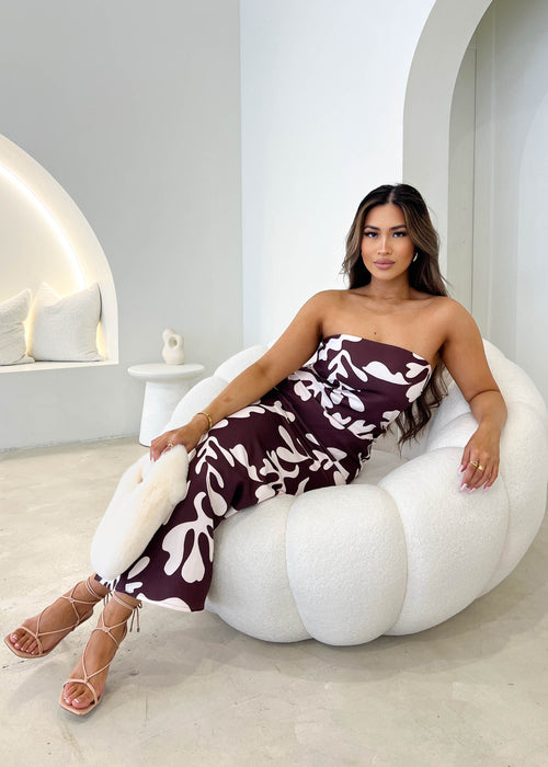 Akeli Midi Dress - Chocolate Botanica