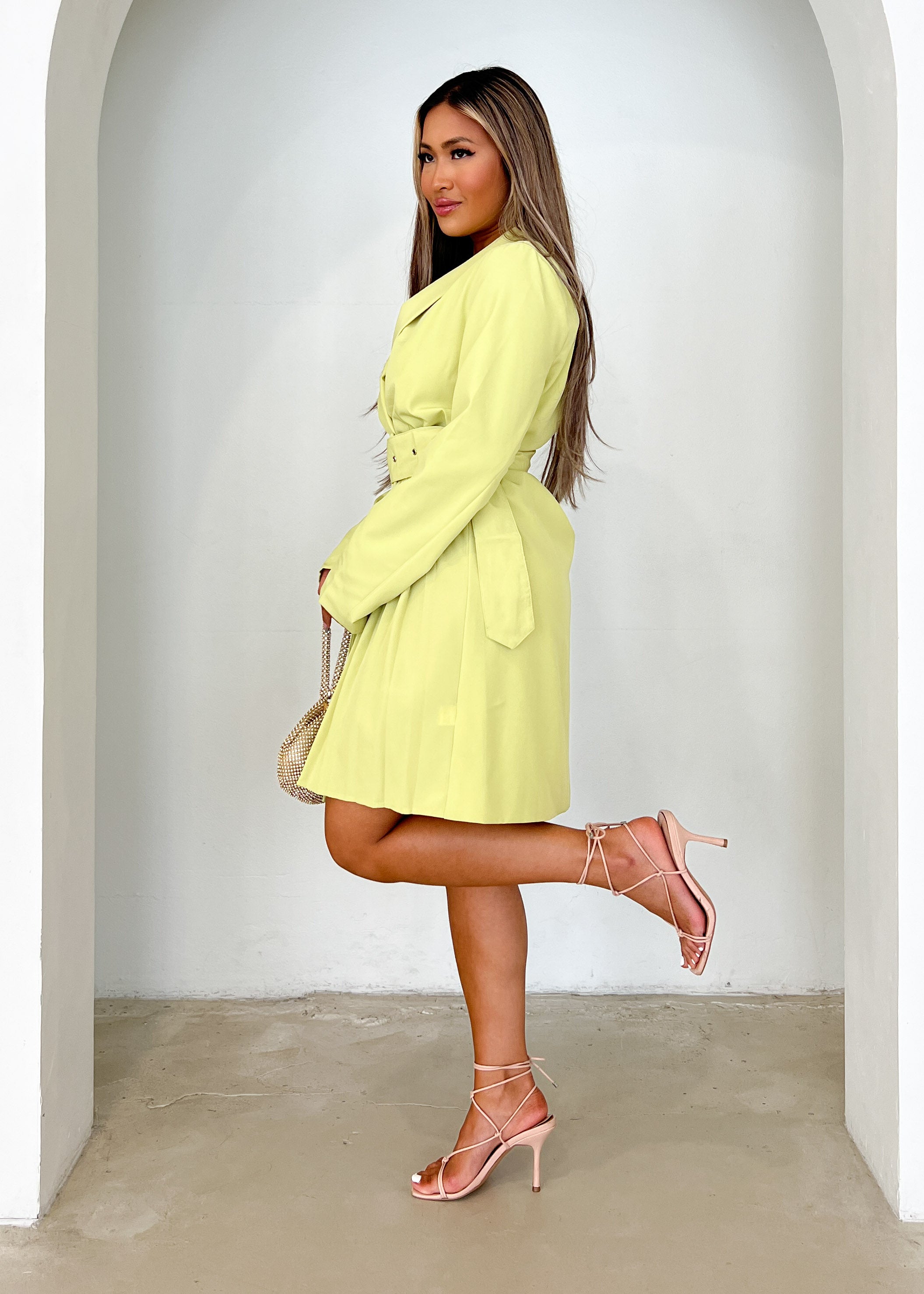 Elizah Blazer Dress - Lime
