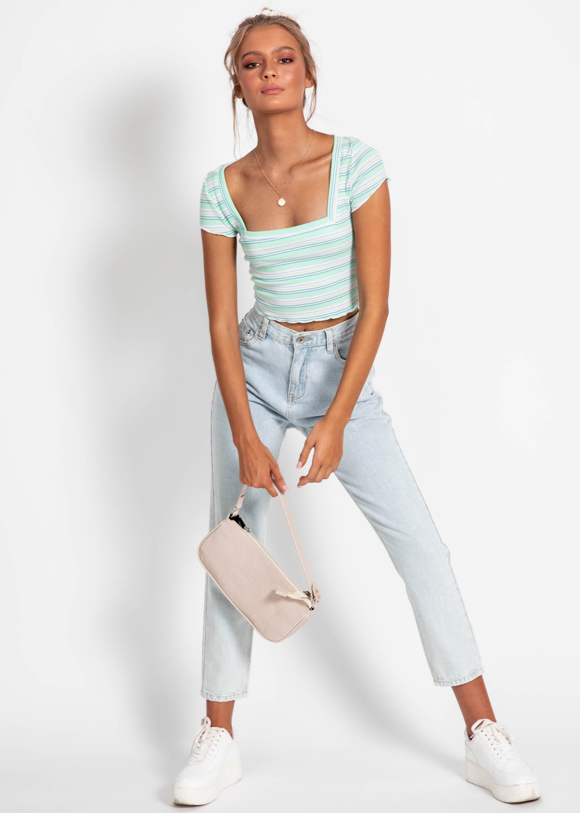 Next in Line Crop - Green Stripe