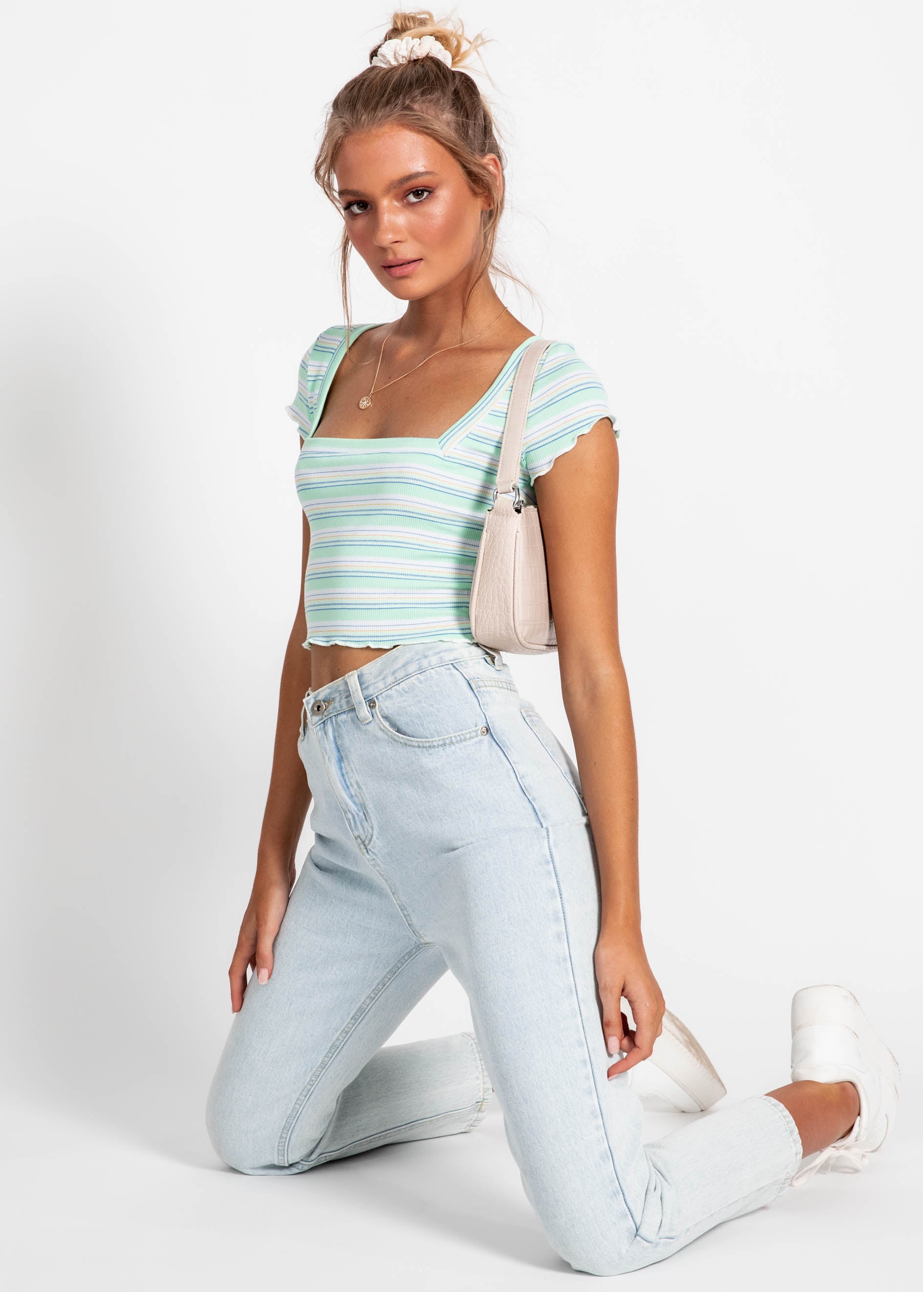 Next in Line Crop - Green Stripe