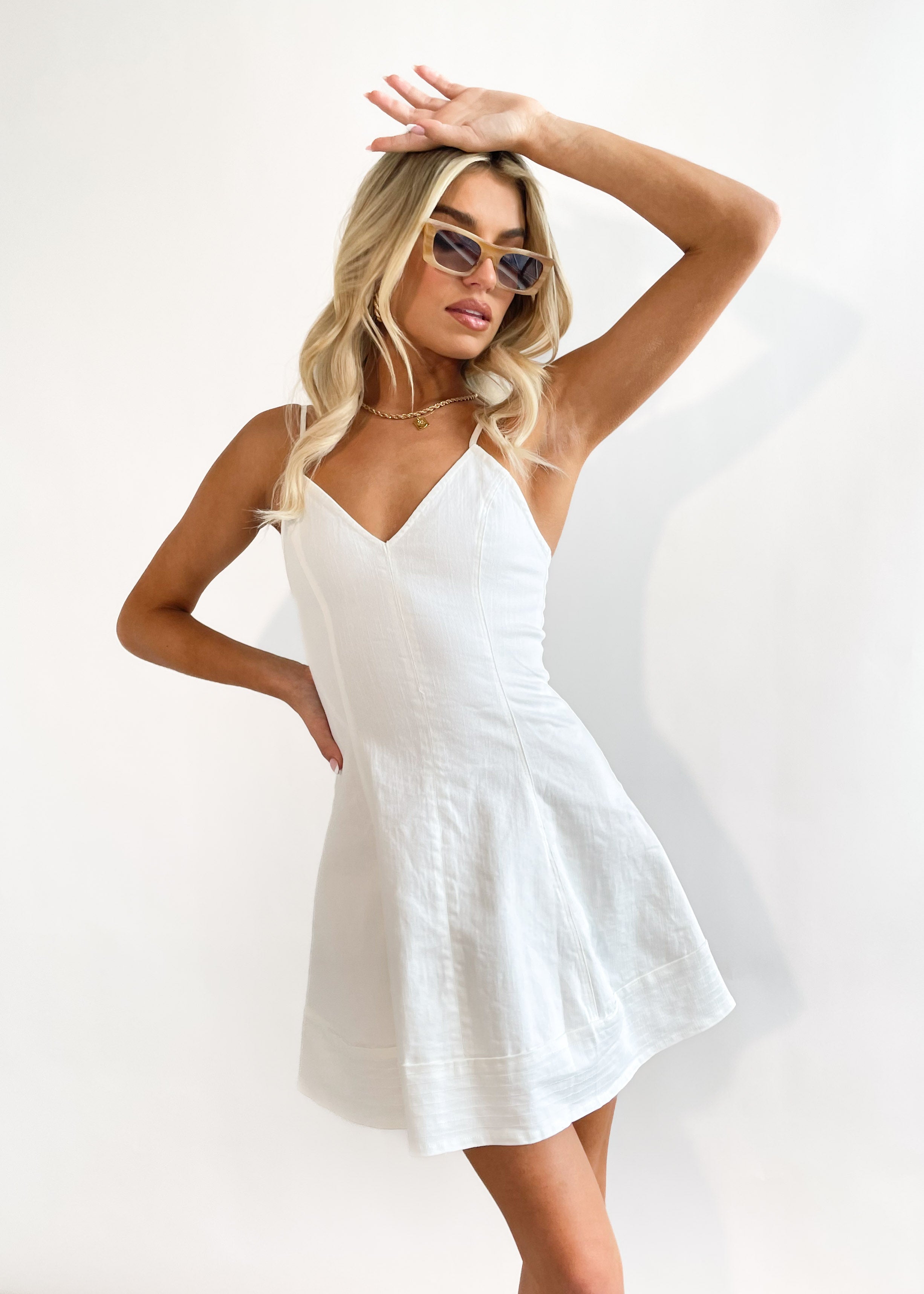 Luellah Dress - White Denim
