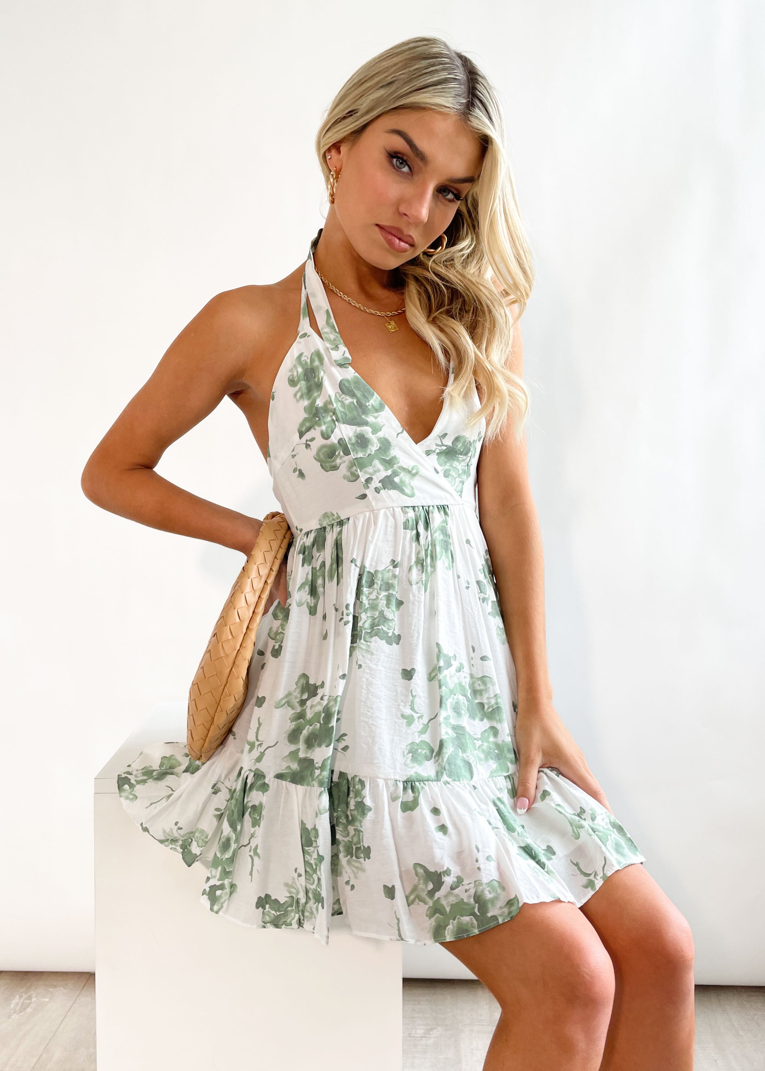 Keeley Dress - Green Flowers