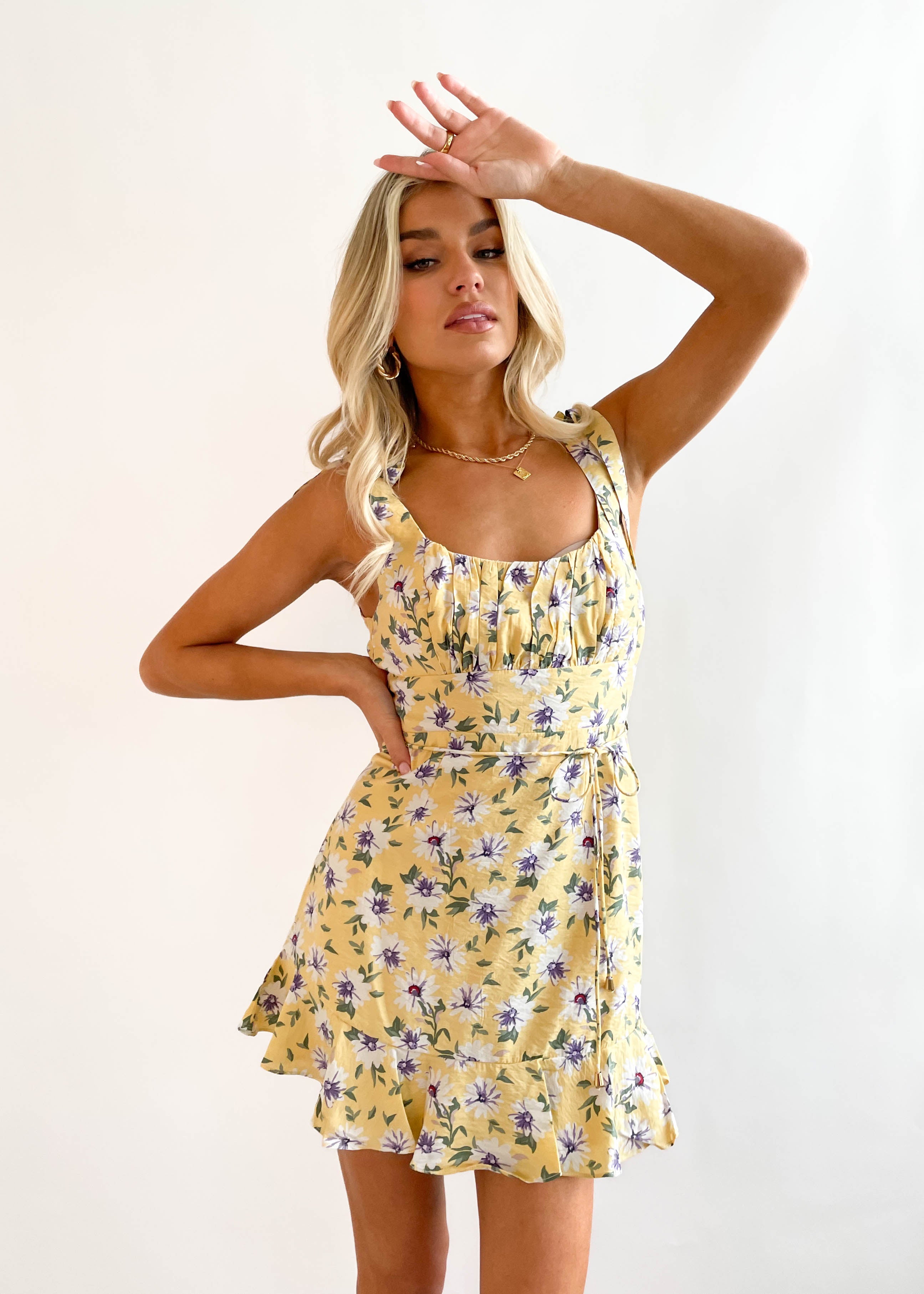 Chrissa Mini Dress - Lemon Flowers