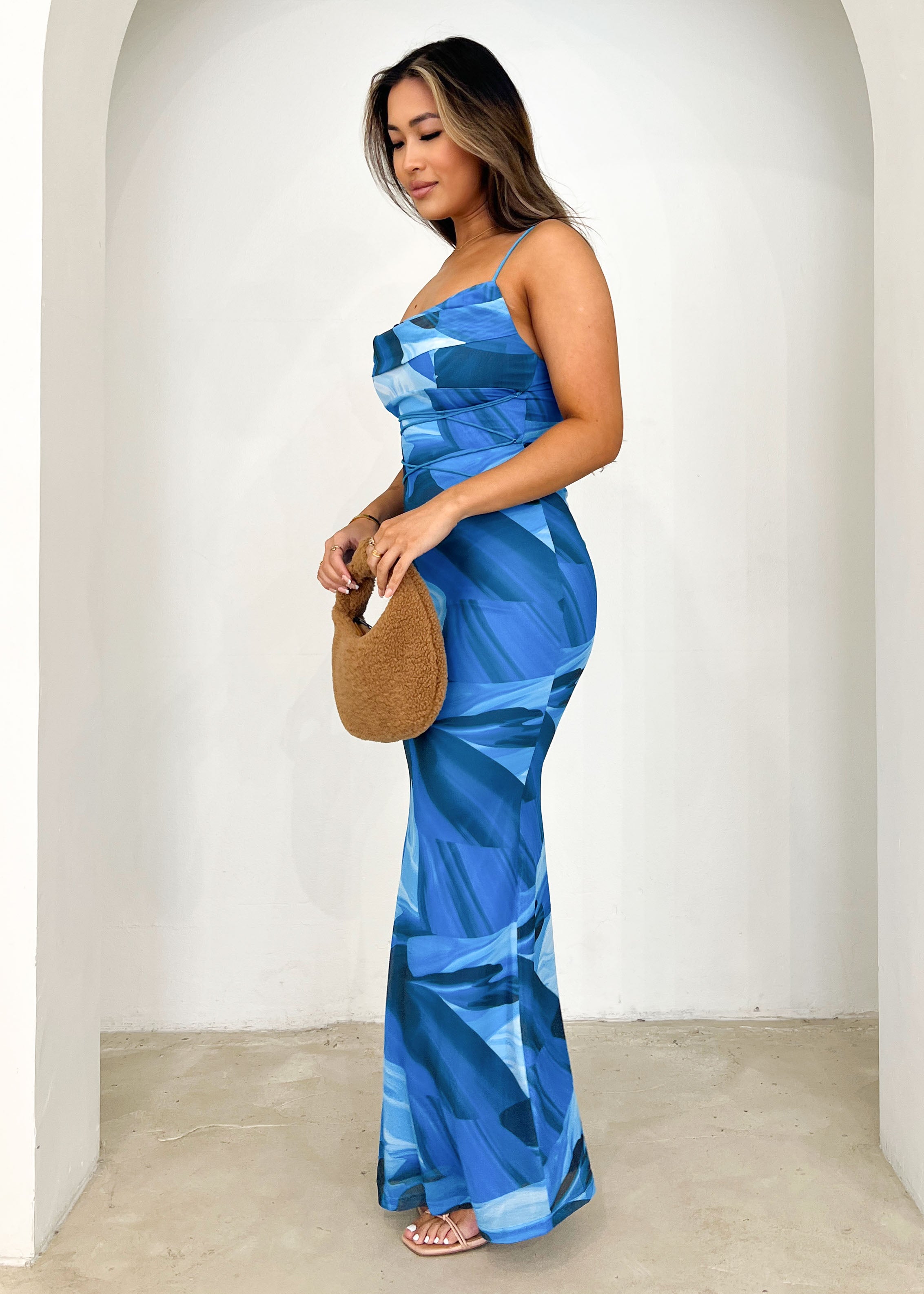 Ferissa Maxi Dress - Blue Abstract