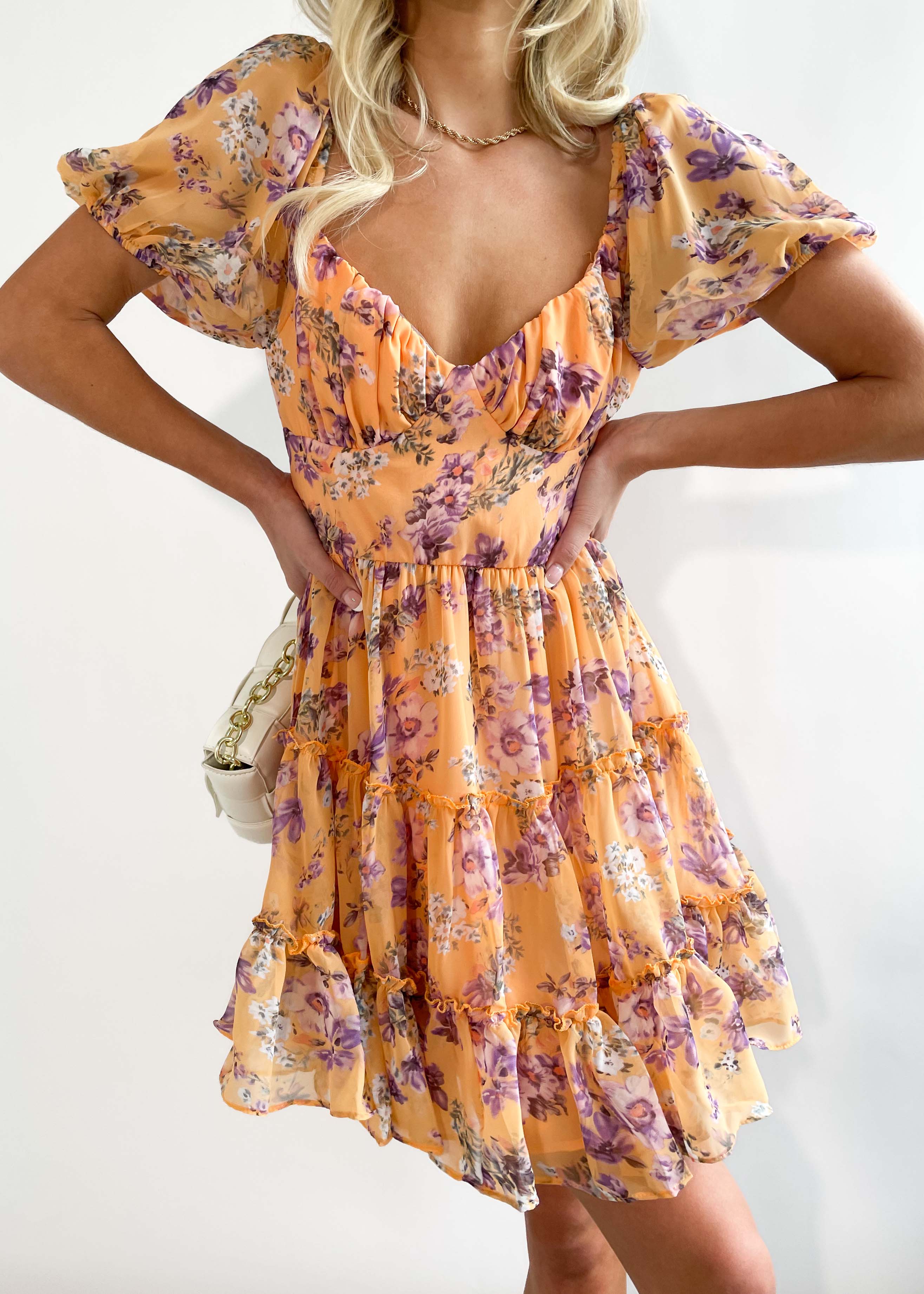 Dana Dress - Apricot Floral
