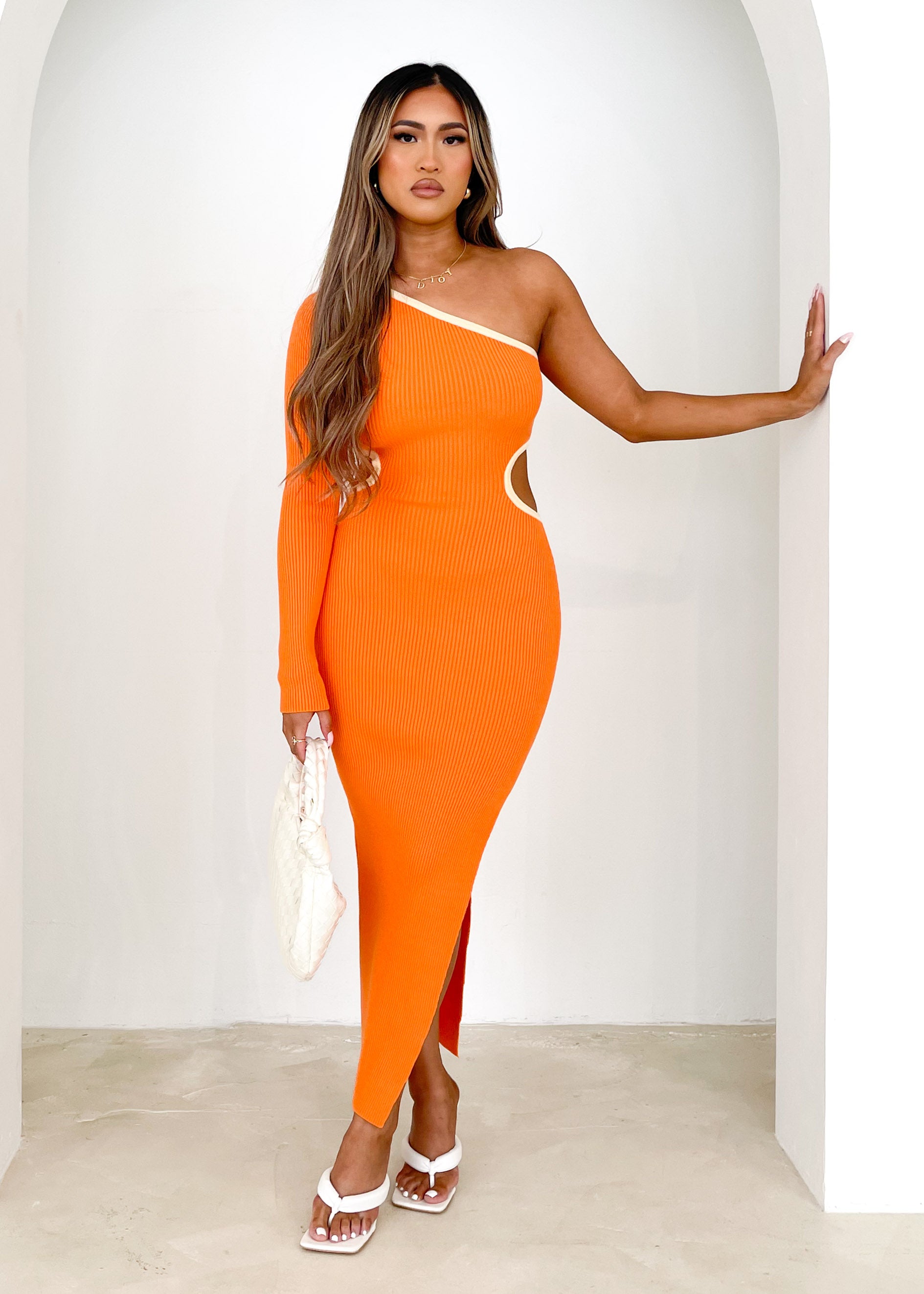 Taelor Knit Midi Dress - Tangerine