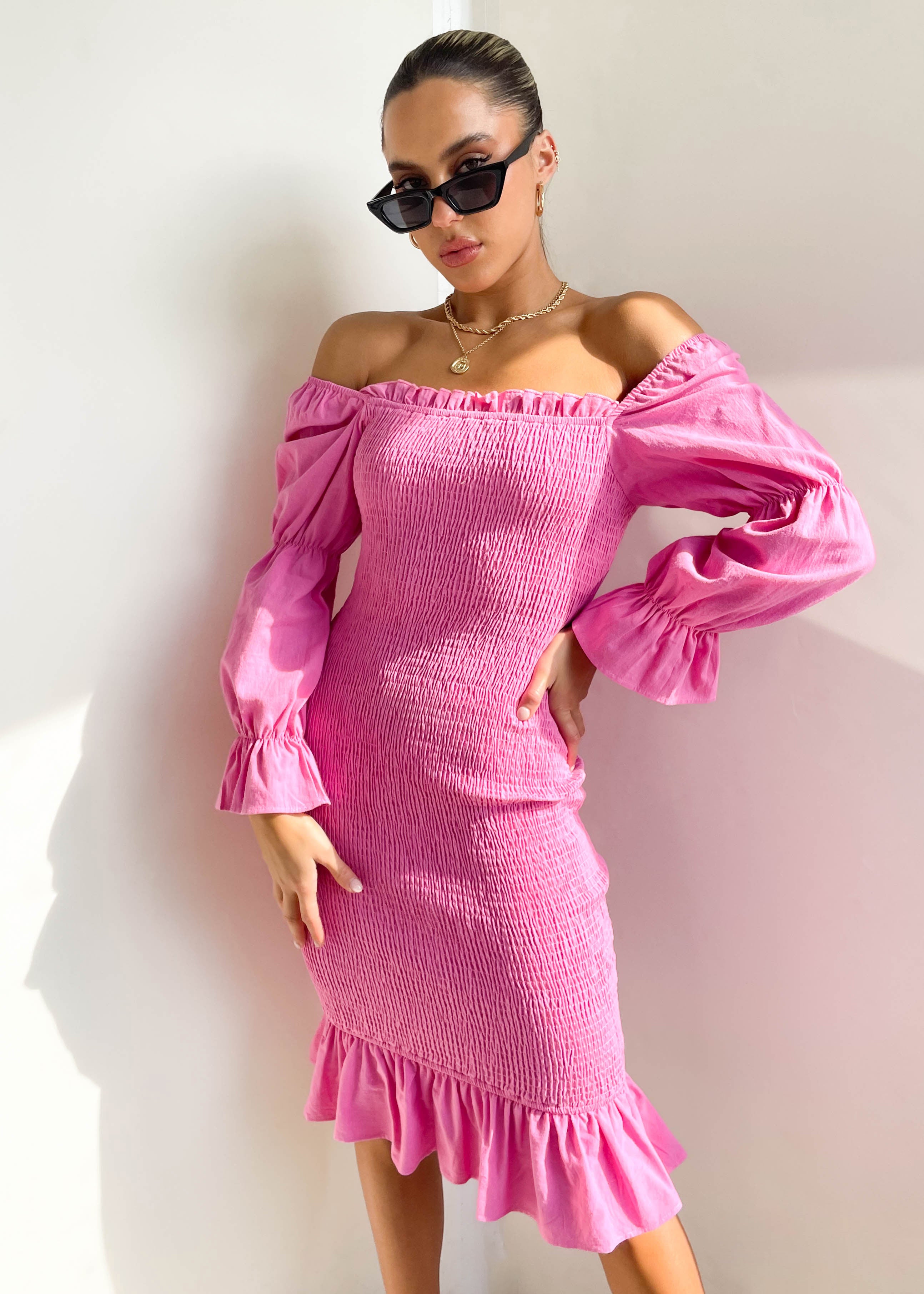 Dare To Dream Midi Dress - Hot Pink