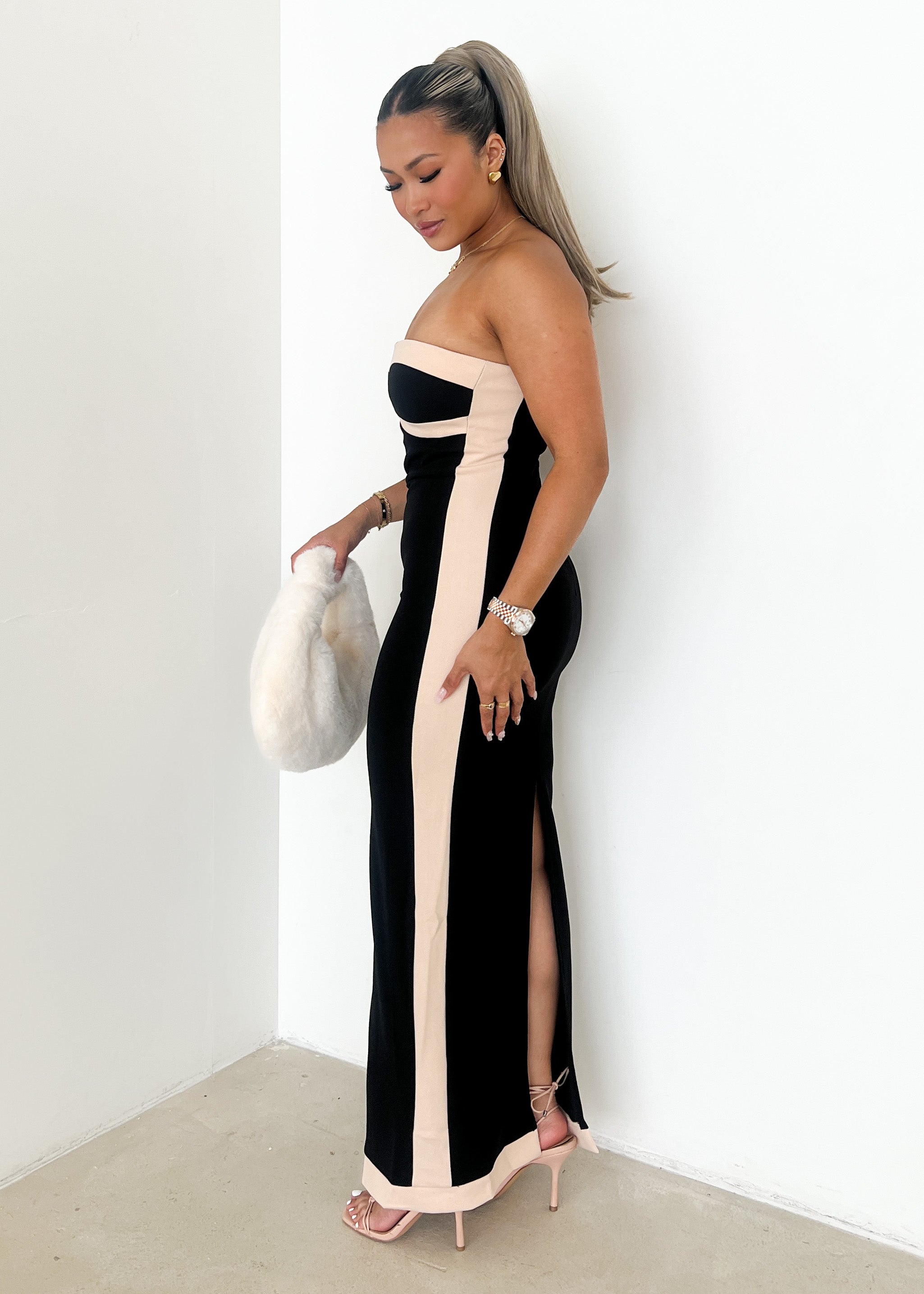Athena Strapless Maxi Dress - Black