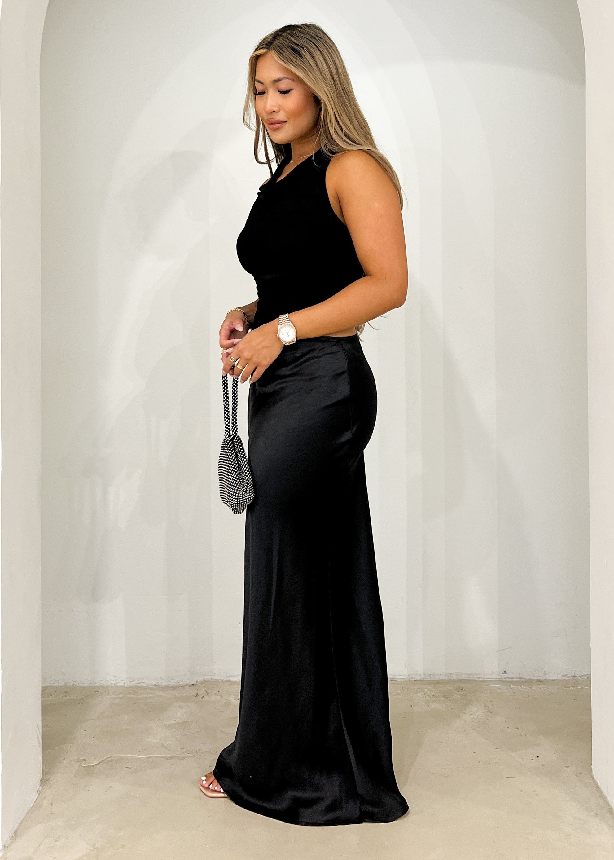 Renata Halter Maxi Dress - Black