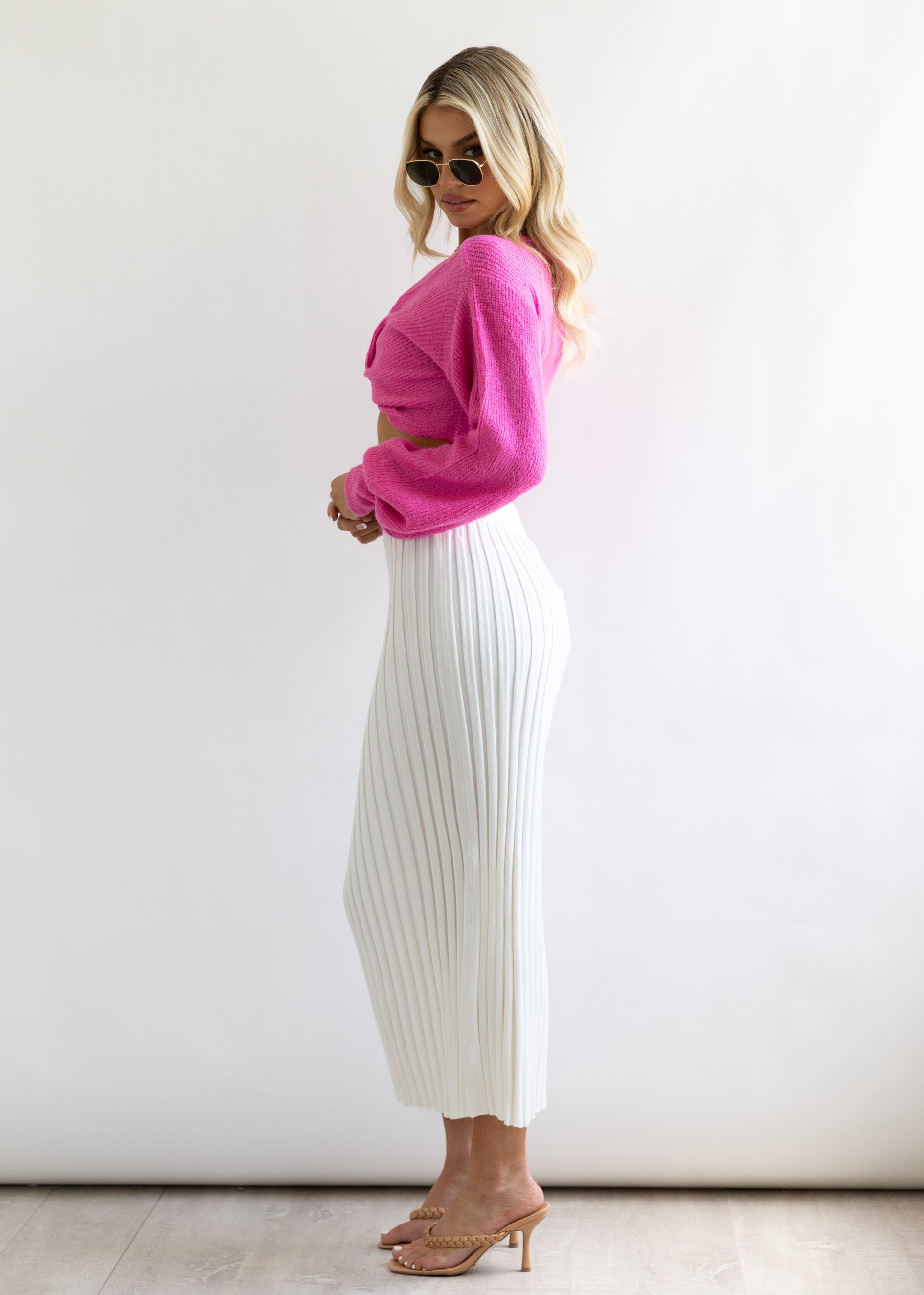 Kesor Cropped Sweater - Hot Pink