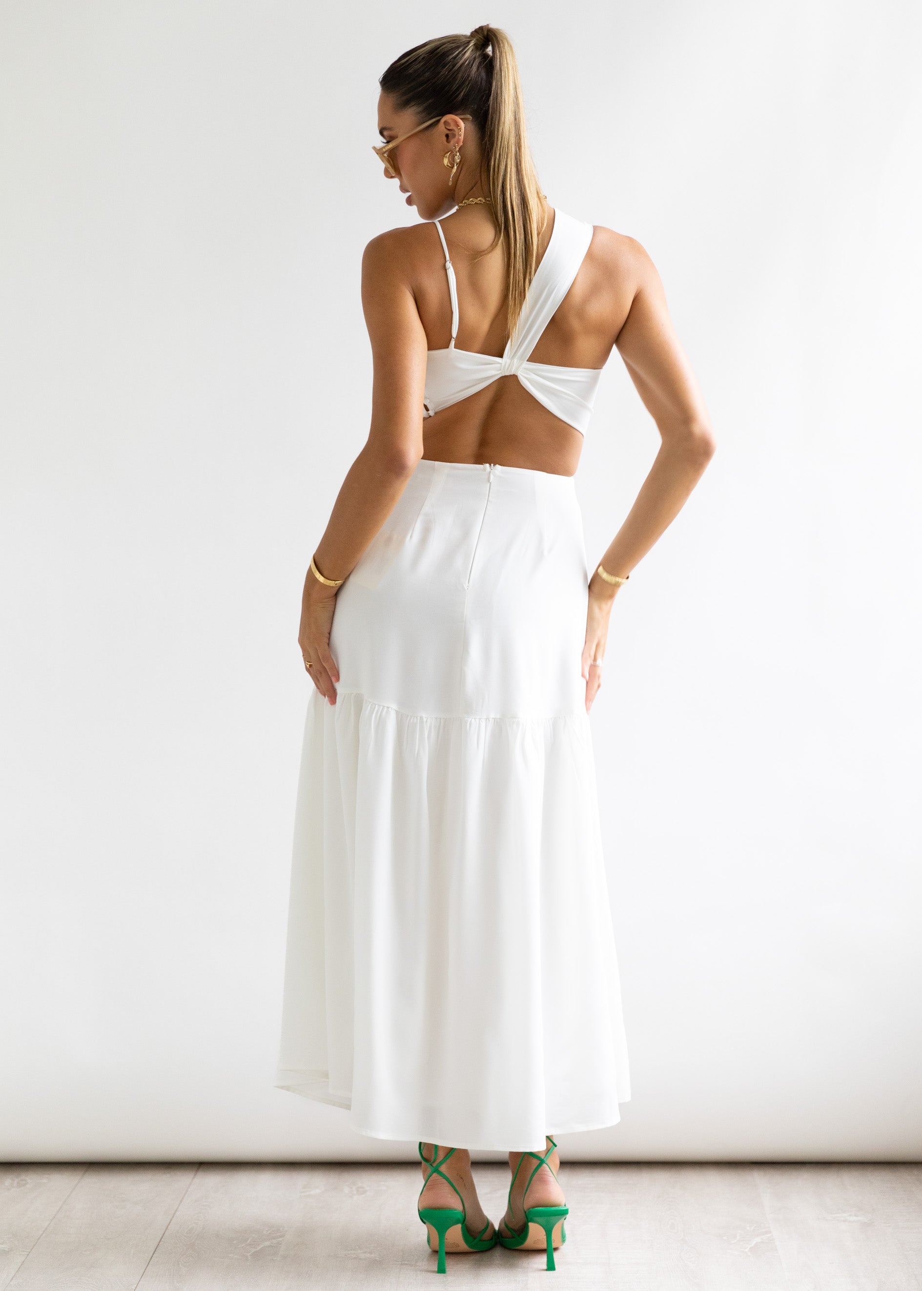Deltia One Shoulder Maxi Dress - Off White