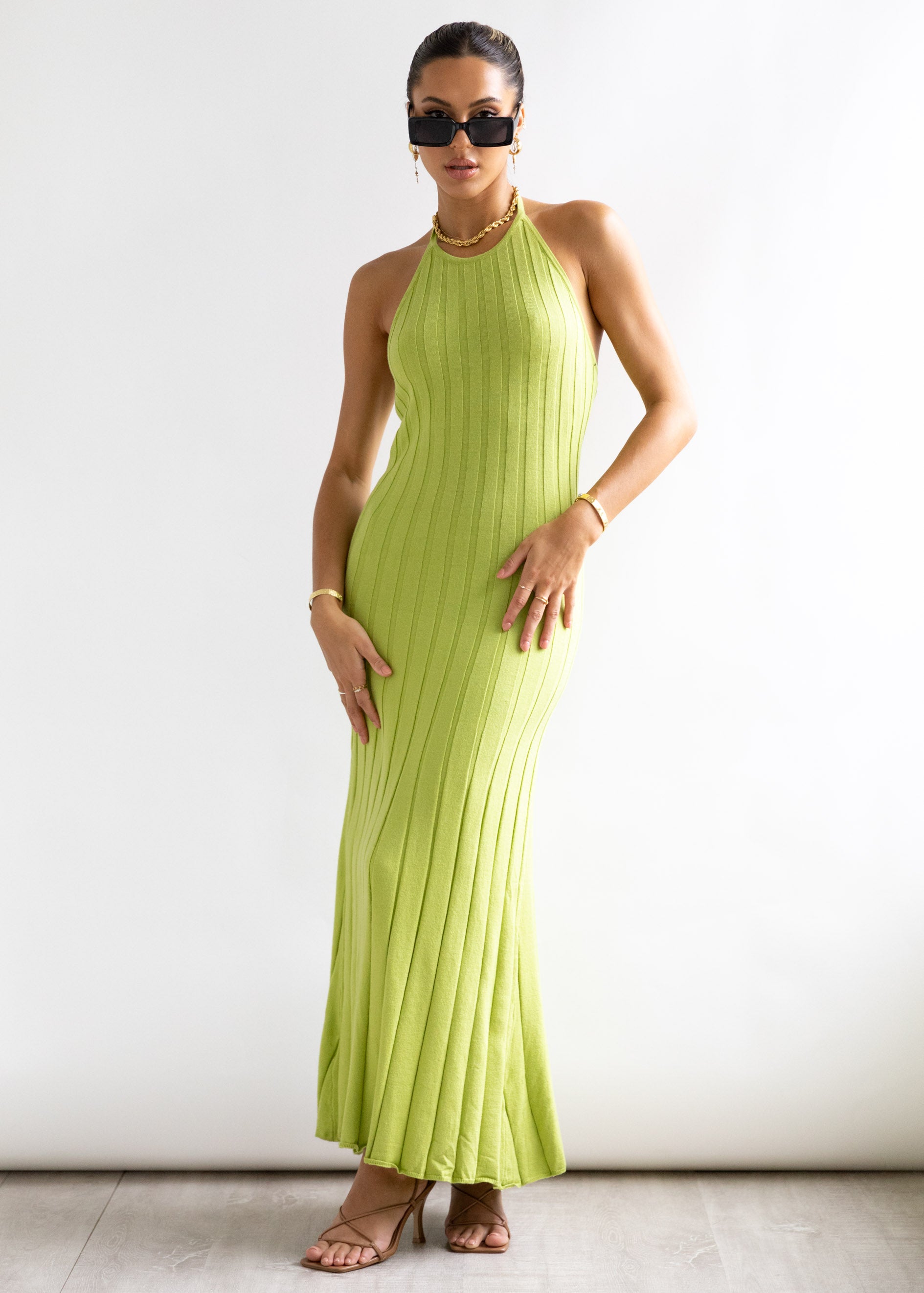 Dellia Knit Maxi Dress - Lime