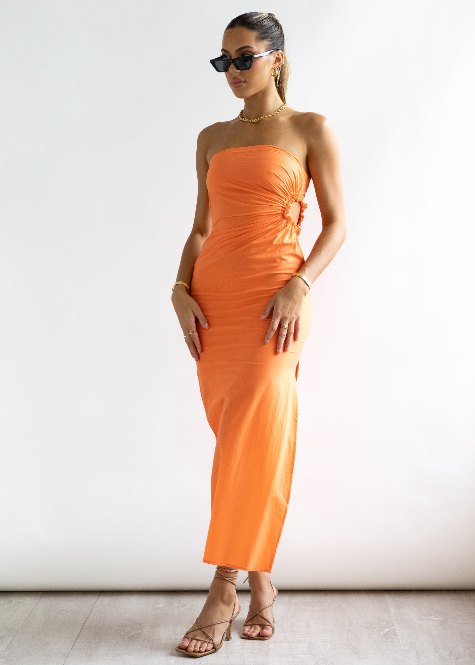 Tarni Strapless Maxi Dress - Tangerine