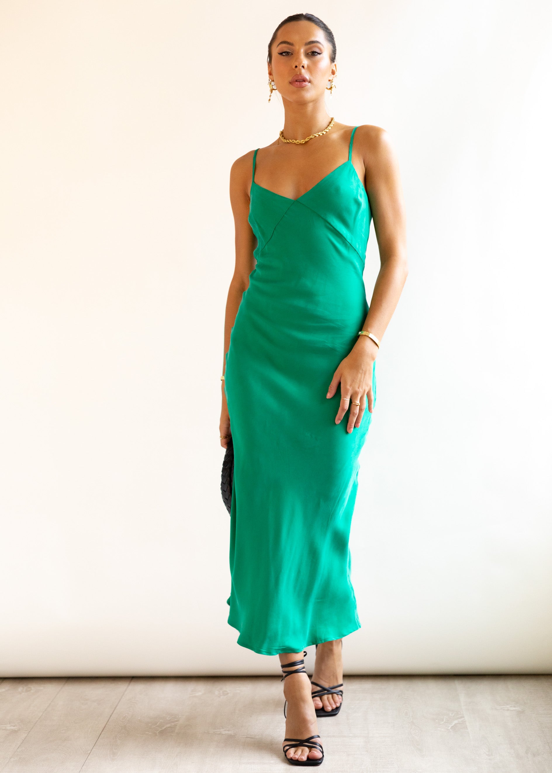 Aimlee Cupro Maxi Dress - Emerald