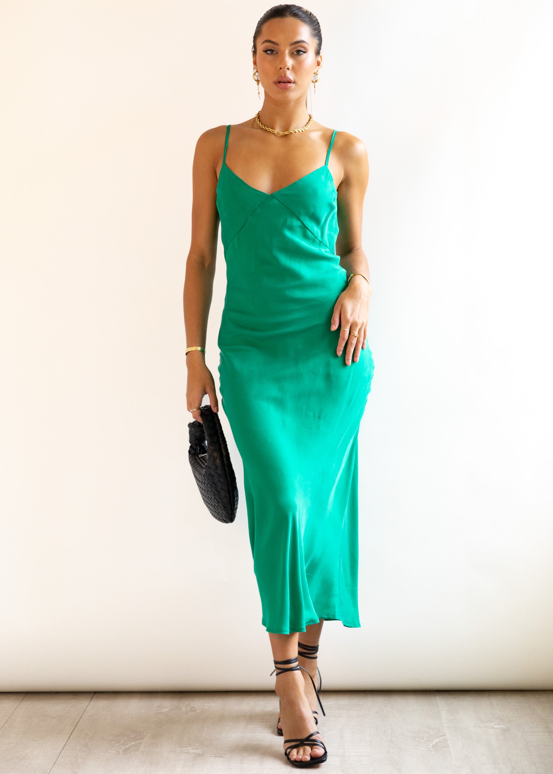 Aimlee Cupro Maxi Dress - Emerald