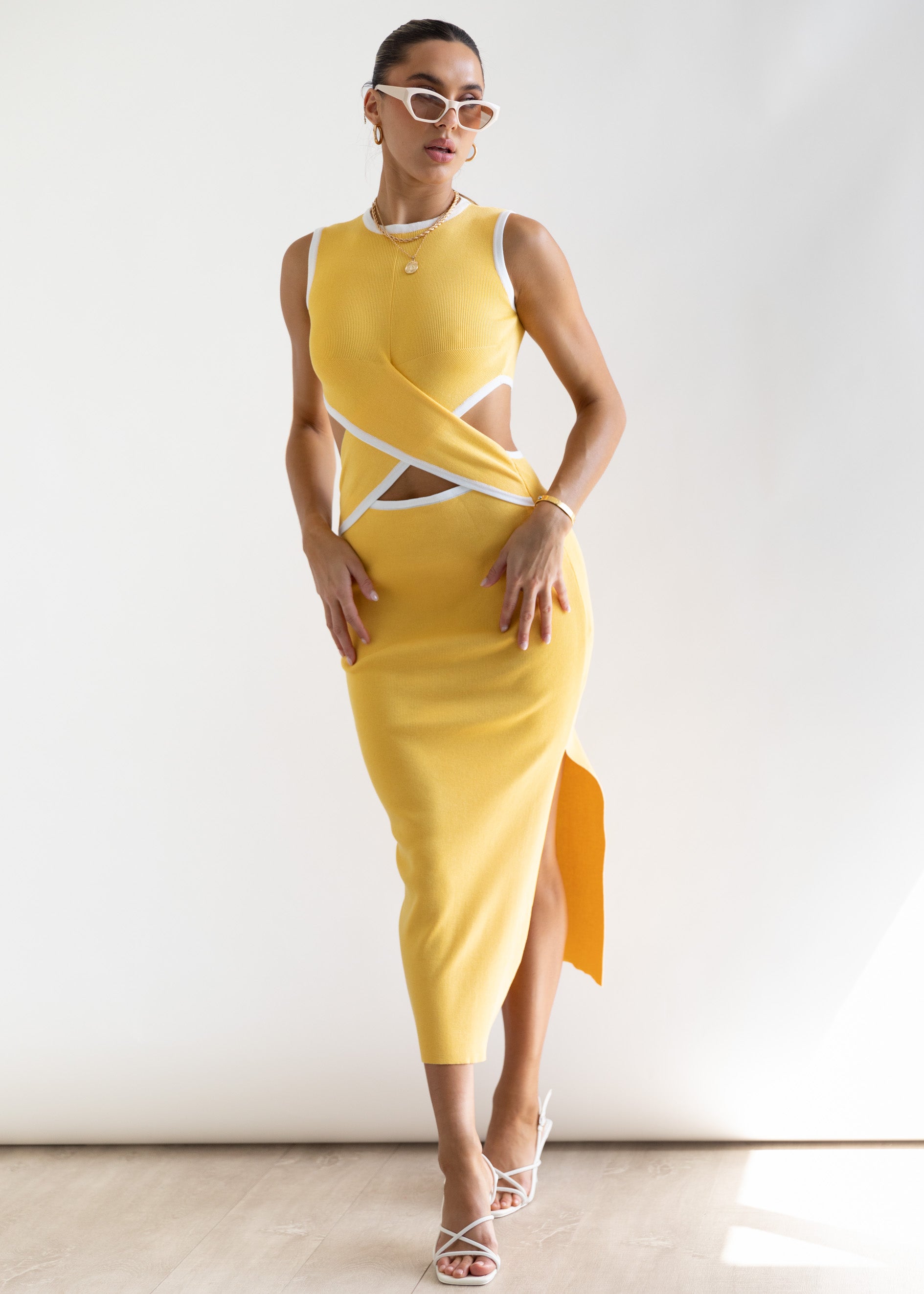 Jimmie Knit Midi Dress - Yellow