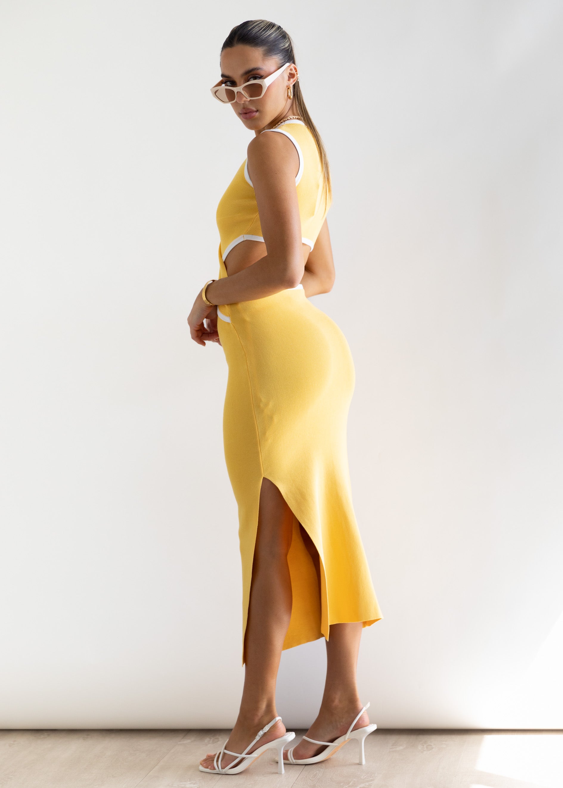 Jimmie Knit Midi Dress - Yellow