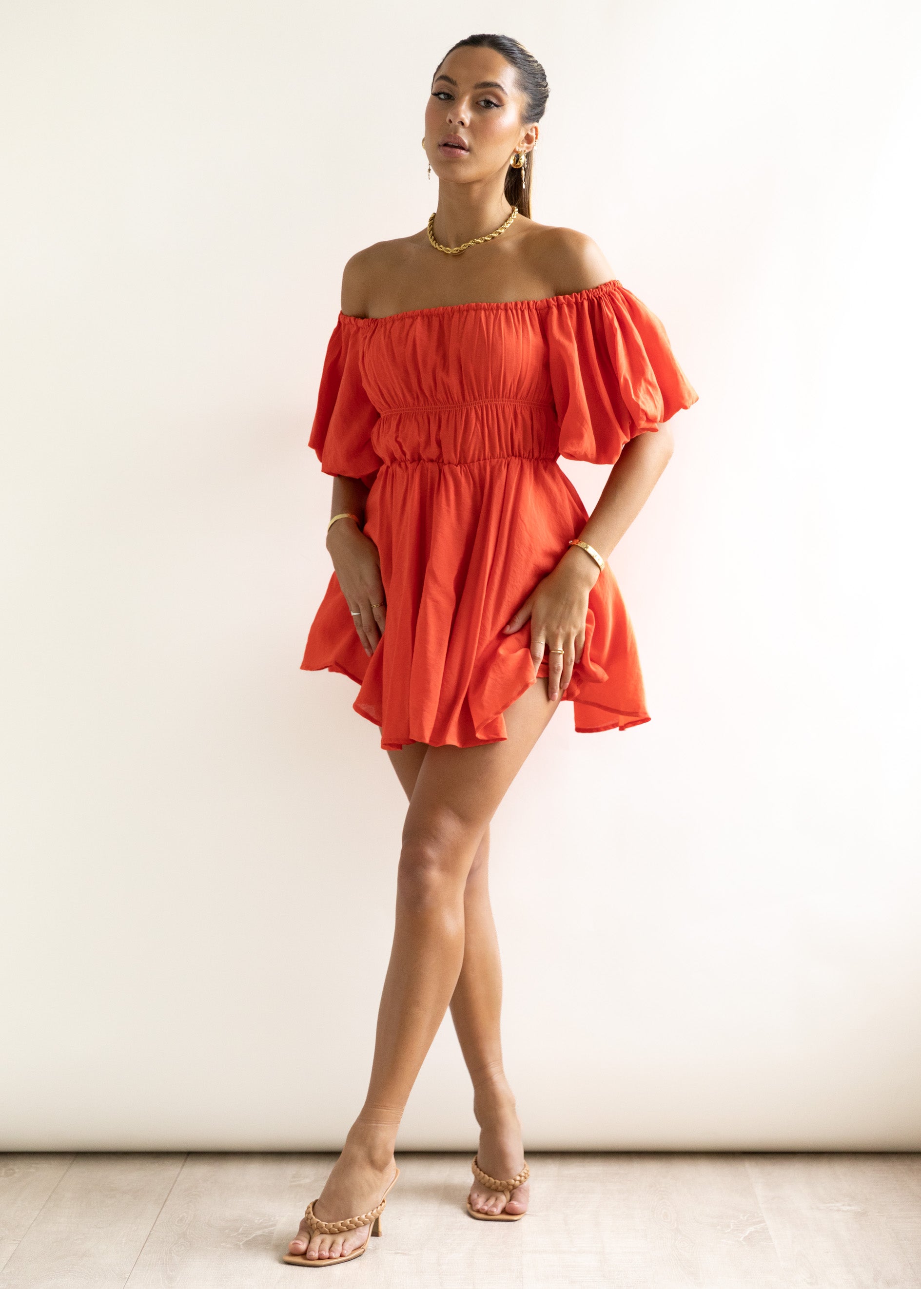 Tami Off Shoulder Dress - Orange