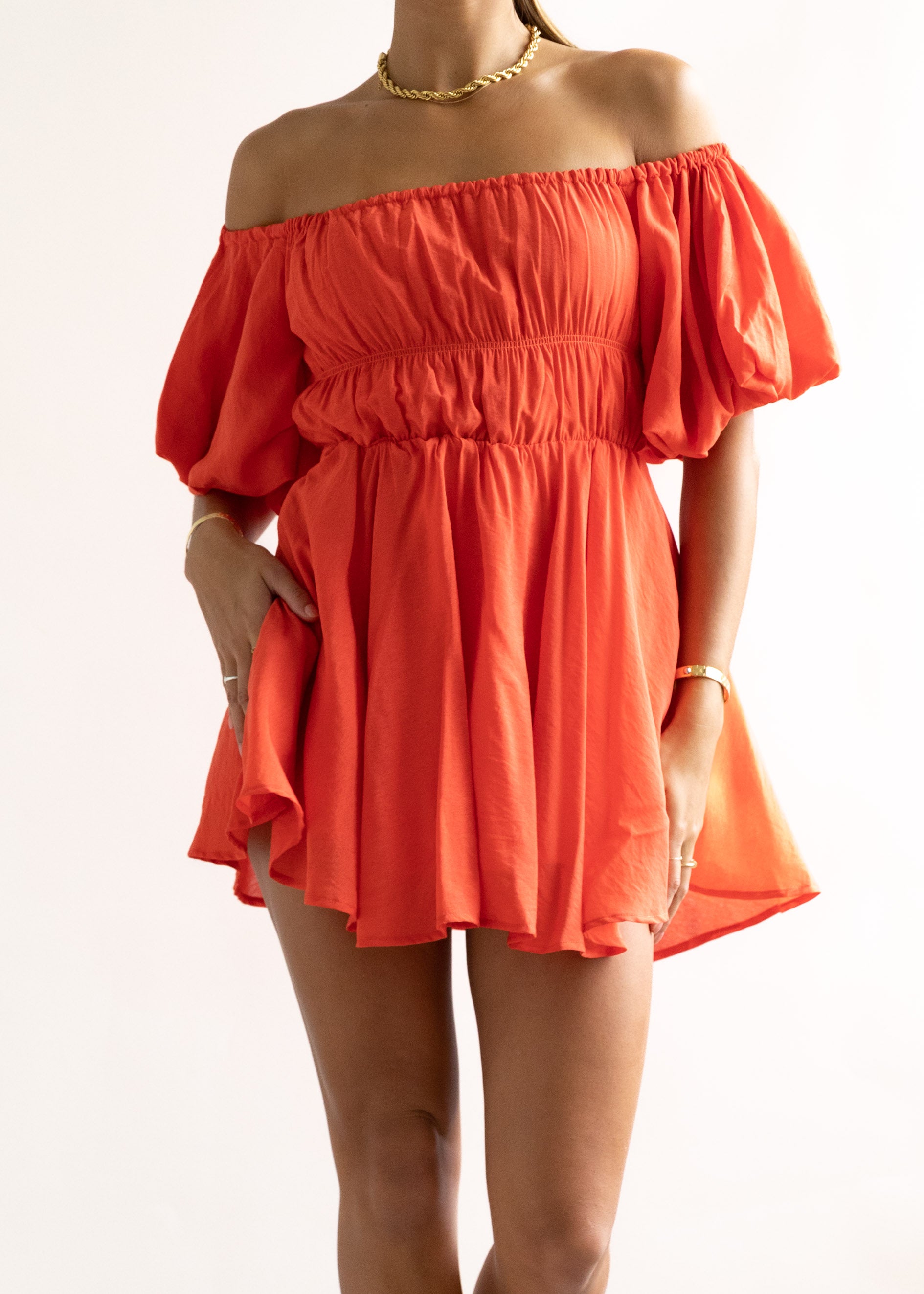 Tami Off Shoulder Dress - Orange