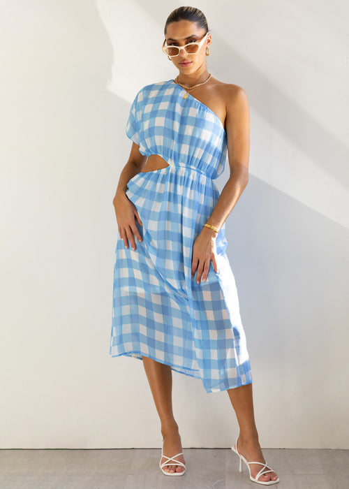 Joani Midi Dress - Blue Check