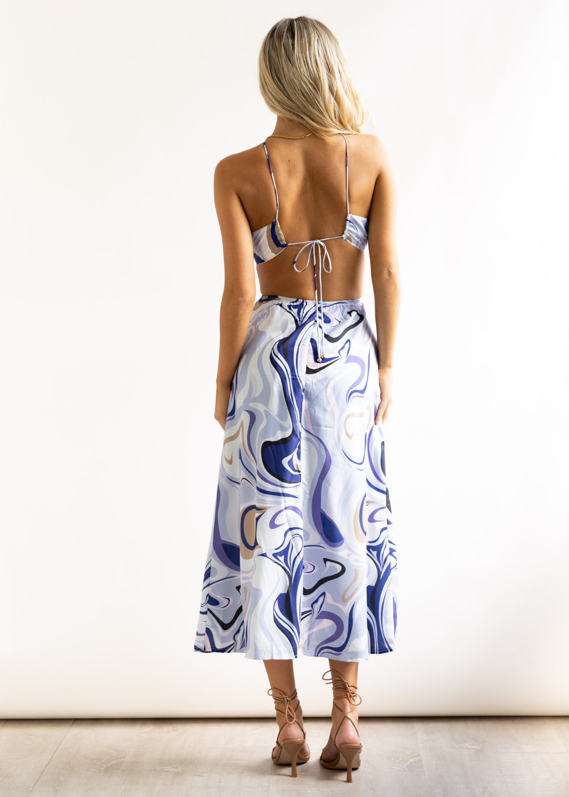 Savina Midi Dress - Blue Swirl