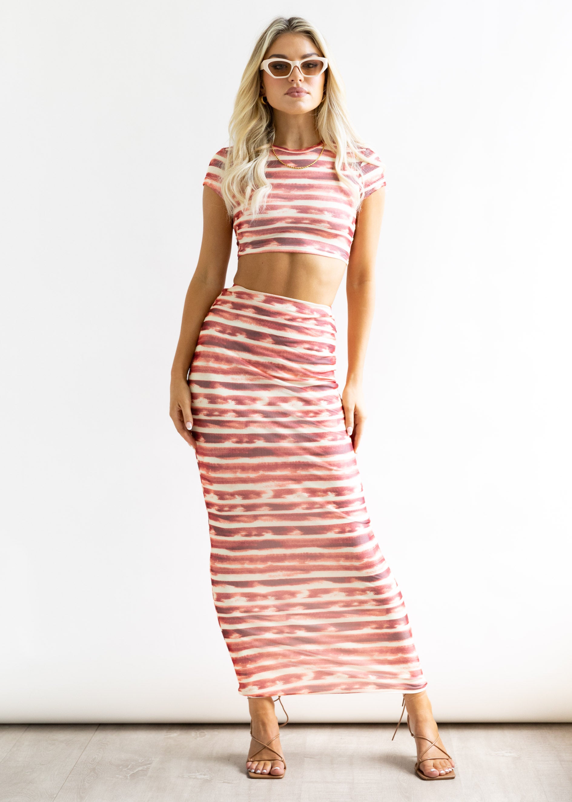 Benon Midi Skirt - Amber Stripe