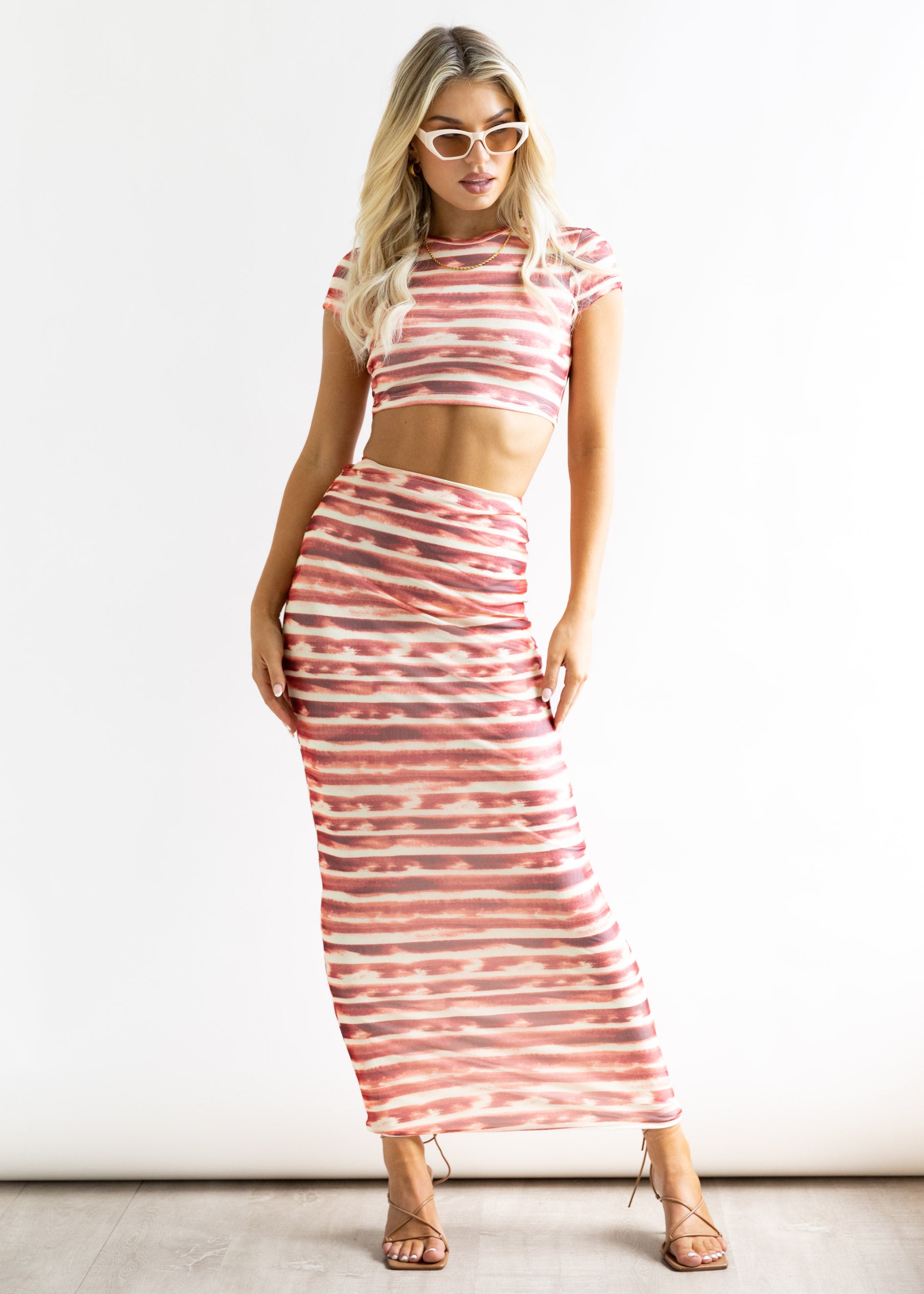 Benon Midi Skirt - Amber Stripe