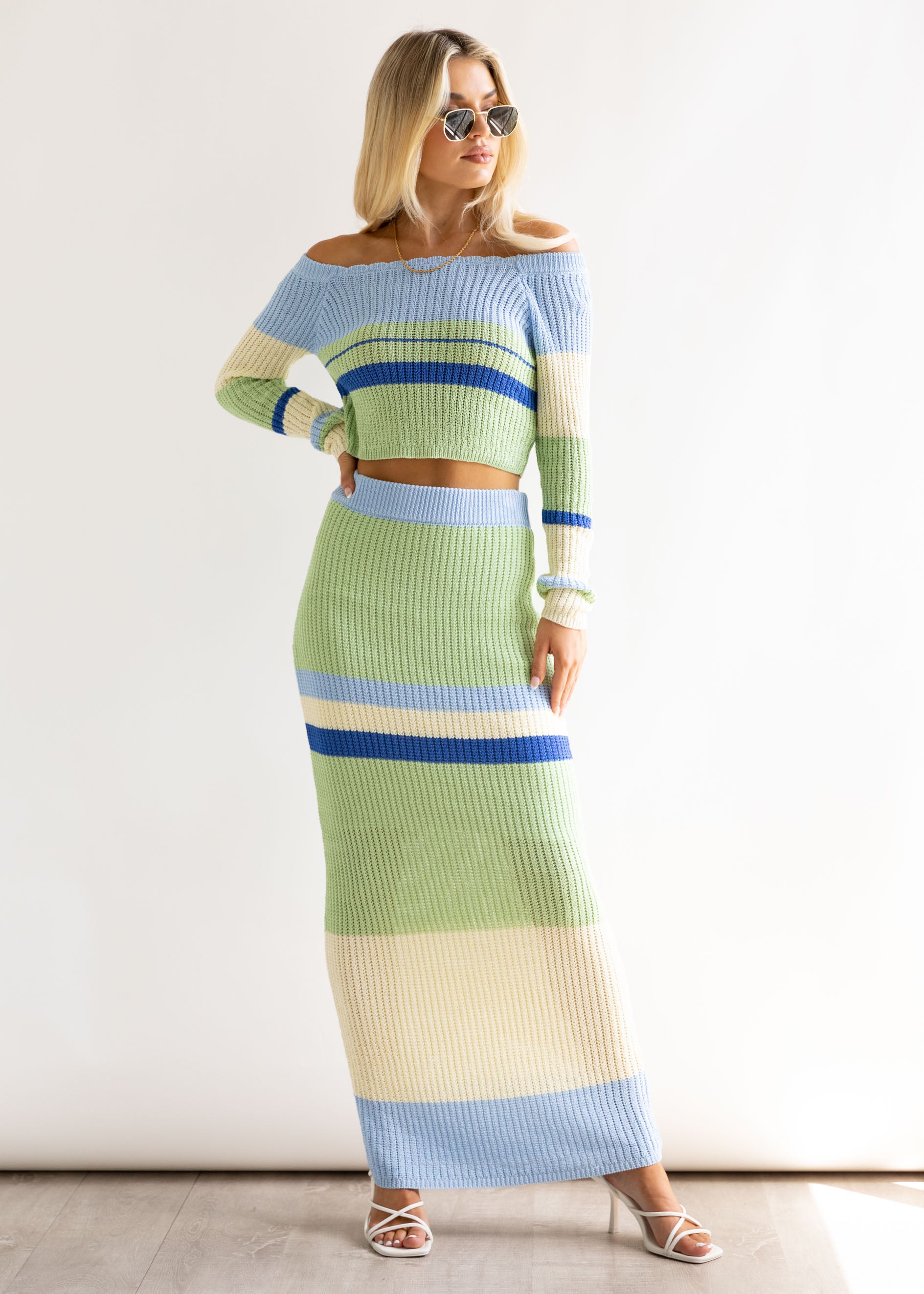 Mimi Maxi Skirt - Blue Stripe
