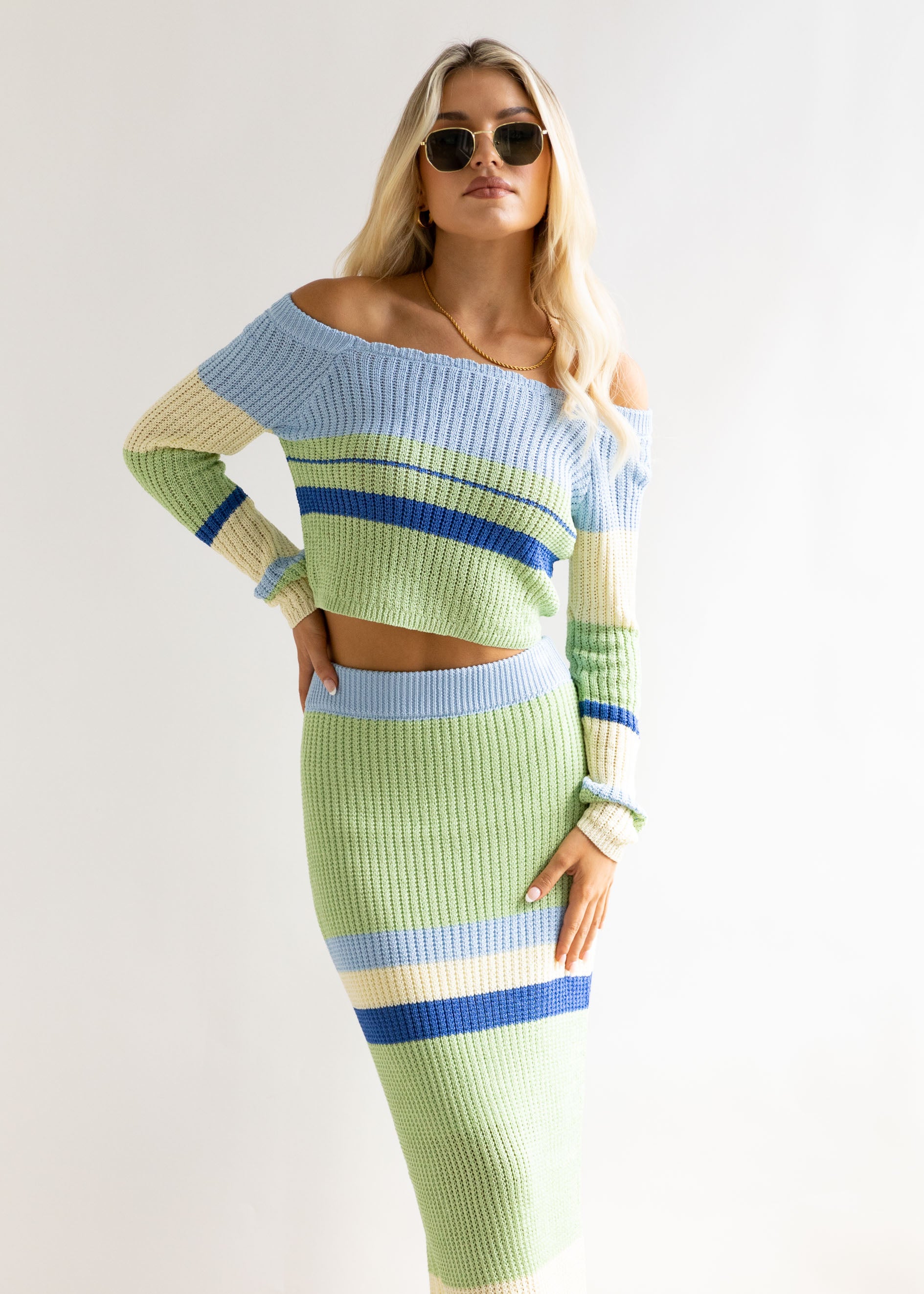 Mimi Maxi Skirt - Blue Stripe