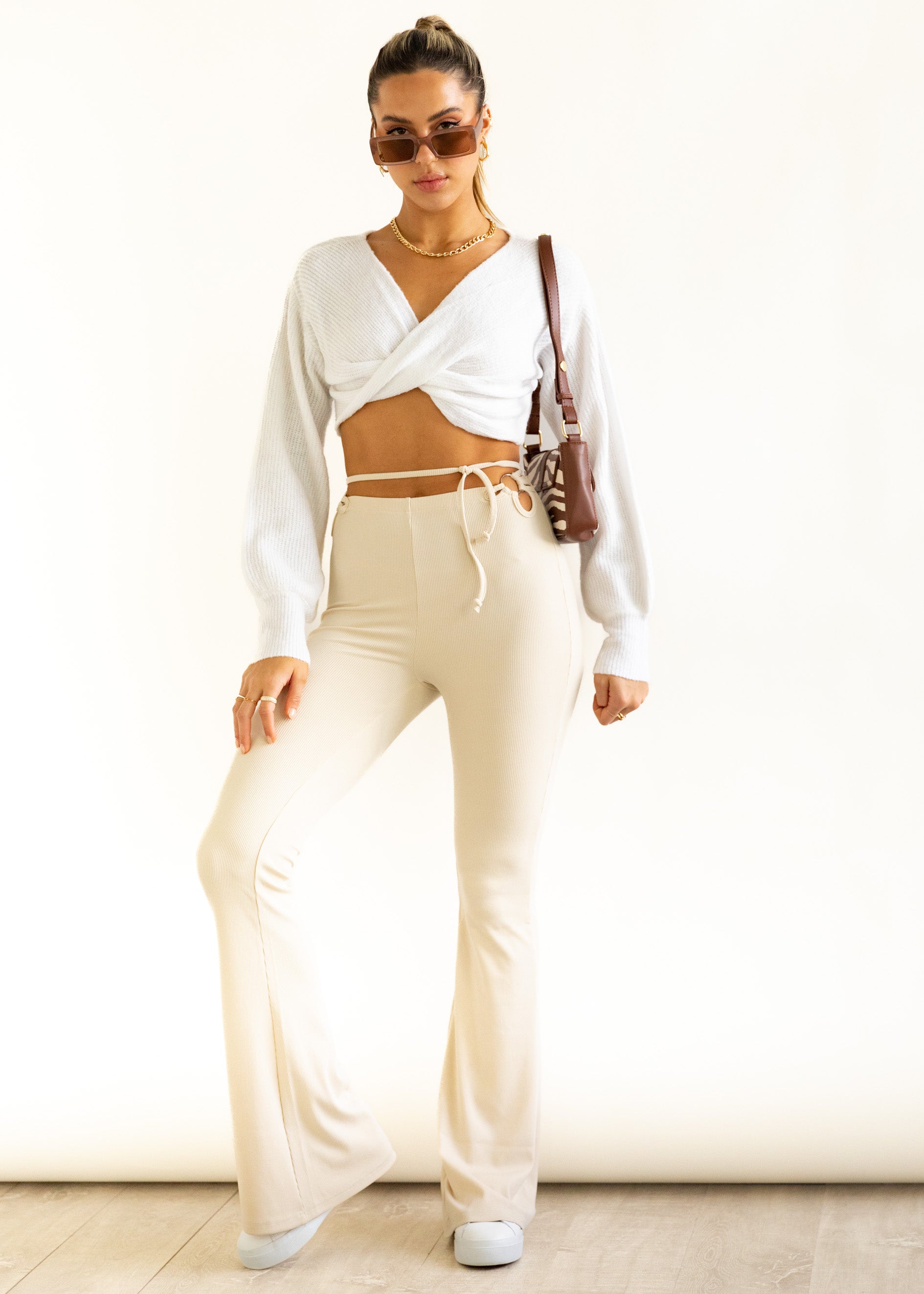 Nobody Knows Flare Pants - Beige
