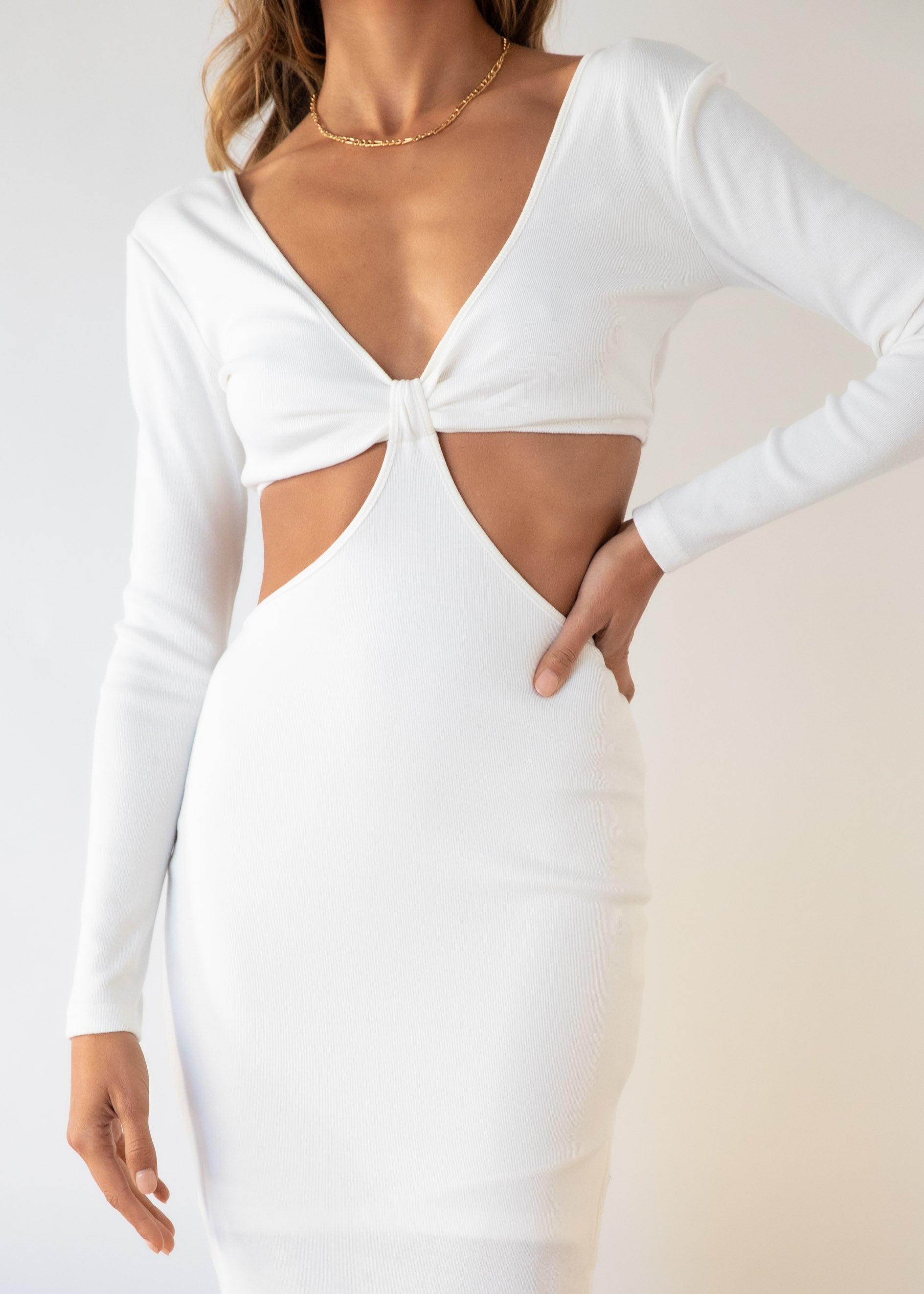 Newport Cut-out Knit Midi Dress - Off White